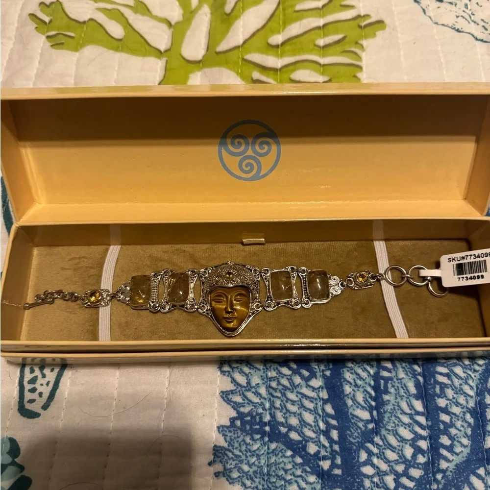 Sajen Sterling Bracelet with Brown Tiger’s Eye and Silver Accents